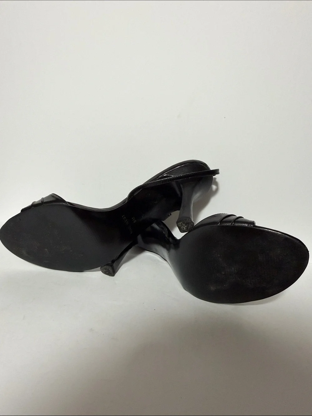 Nine West Black Metallic T-Strap Heeled Sandals